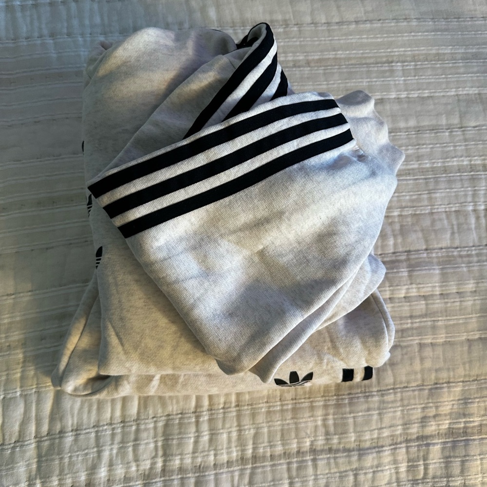Adidas Light Gray Hoodie with Black Accents